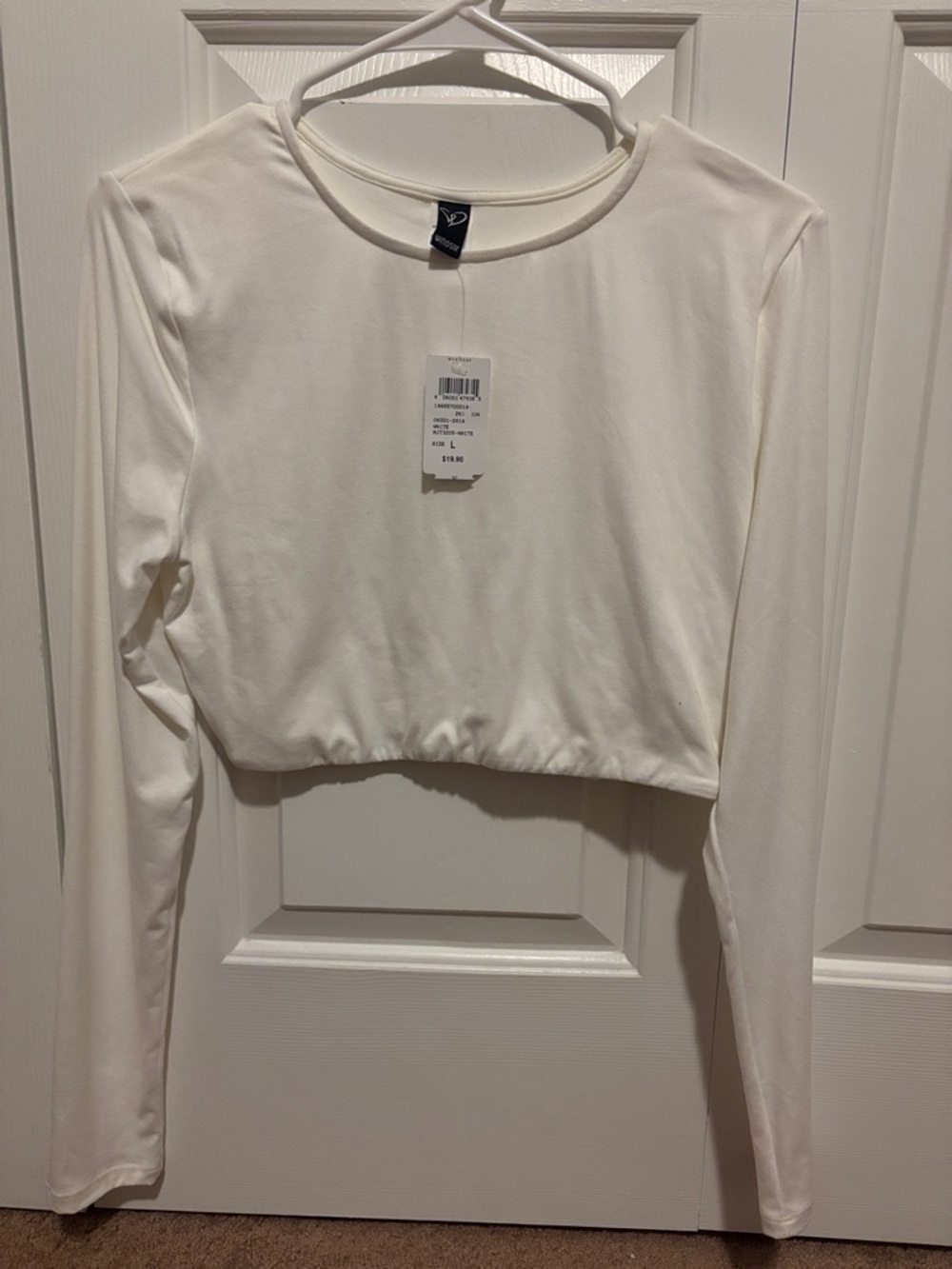 Windsor White Long-Sleeve Cropped Top
